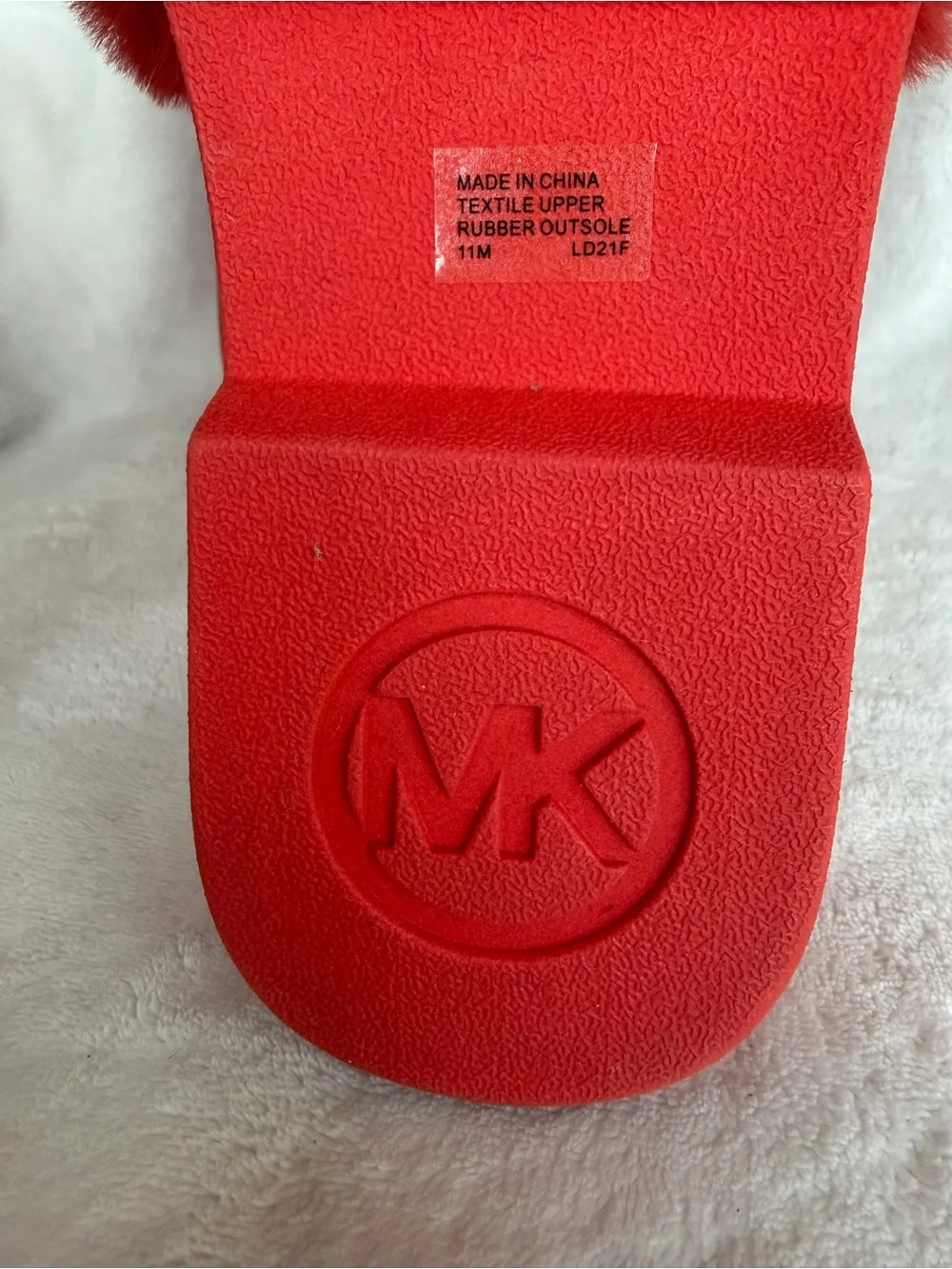 MICHAEL KORS Alfie Slide Open Toe Platform Slip-on Mules Sandals Red Fur Size 11